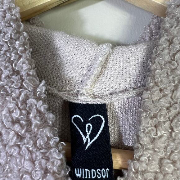 Windsor Hooded Cropped Sweater Womens M Cream Sherpa Cozy Soft Girl Neutral - Picture 5 of 6